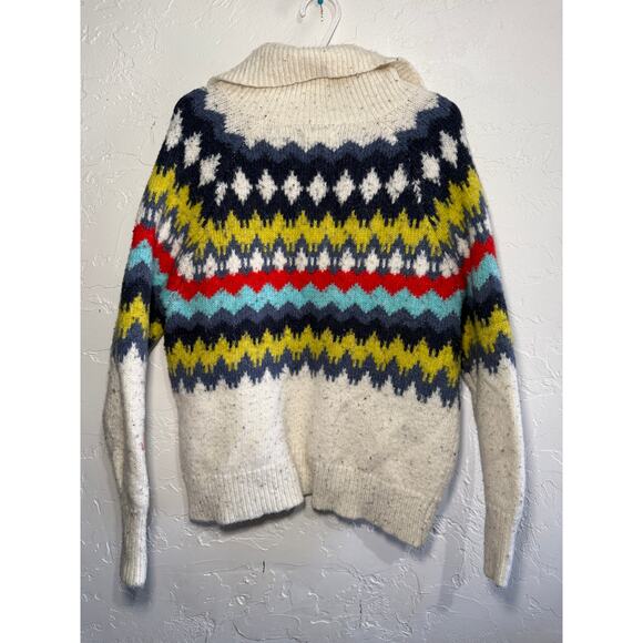 Aerie fair isle quarter zip wool blend sweater womens small cozy heavy thick - Picture 6 of 8